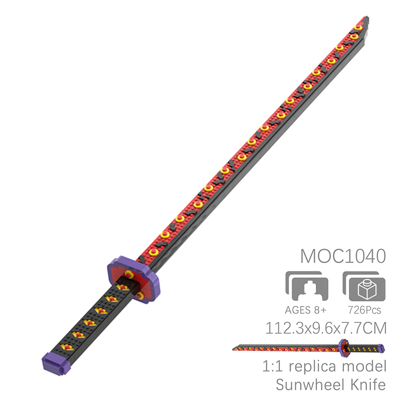 MOC1040 Creativity series Demon Slayer Kokushibo Katana Sunwheel Knife Building Blocks Bricks Kids Toys for Children Gift MOC Parts
