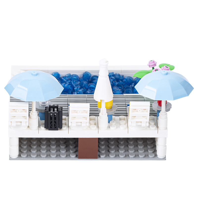 MOC4037 City Series Street View Swimming Pool Building Blocks Bricks Kids Toys for Children Gift MOC Parts