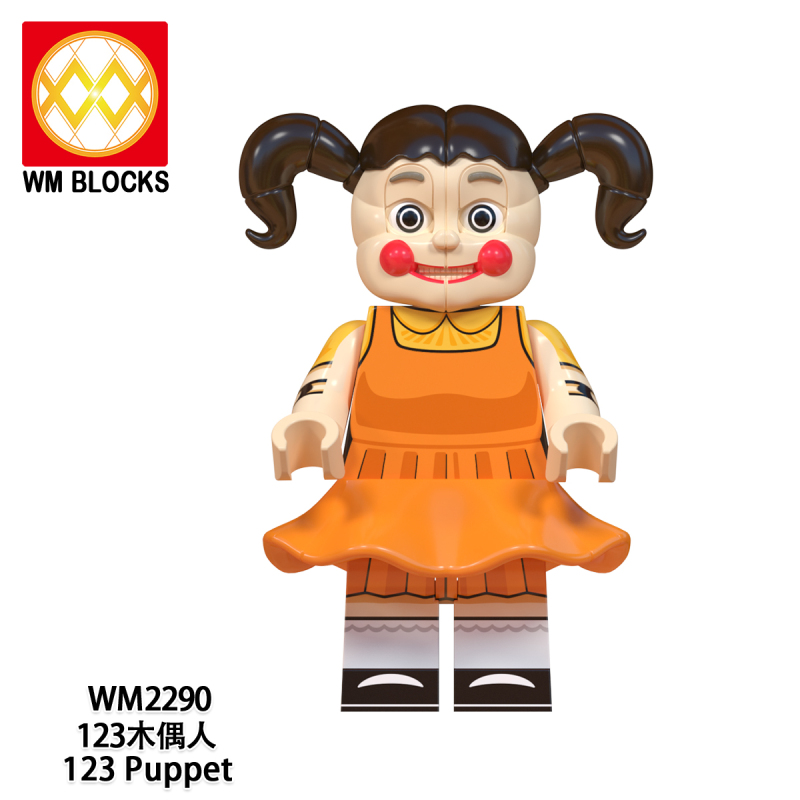 WM6131 Squid Game Building Block Korean TV Series 123 Wooden Man Pinball Game Mini Action Block Bricks Figure Toy KDL808
