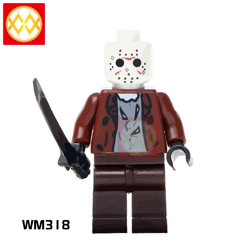 WM6003 The Horror Movie Terror Personnage Jason Scream Killer Freddy Krueger Billy Action Building Blocks Toys For Children