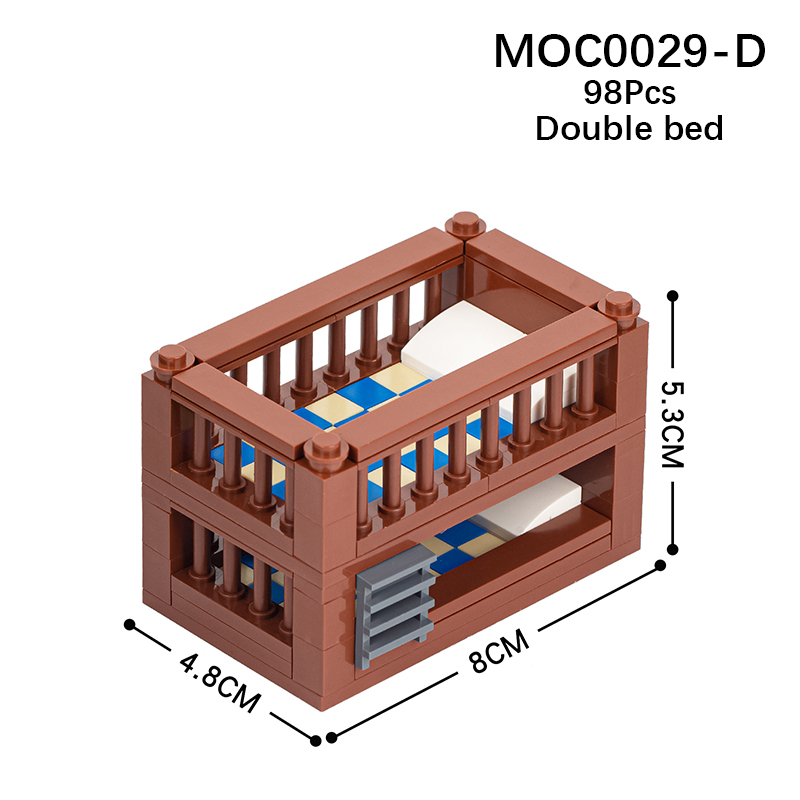 MOC0029-D city Series Furniture Bunk Bed Building Blocks Bricks Kids Toys for Children Gift MOC Parts