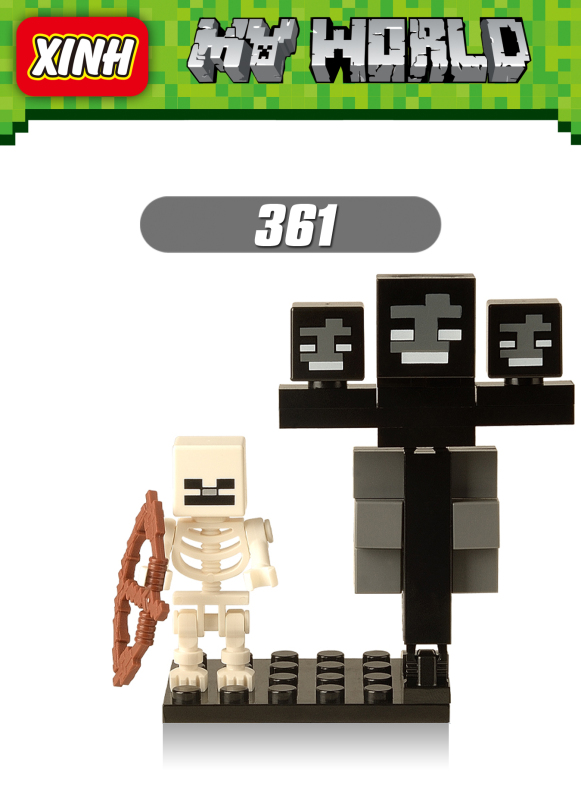 X0127 Minecraft Game Action figure Block Man Alex Steve Skeleton Building Blocks Kids Toys