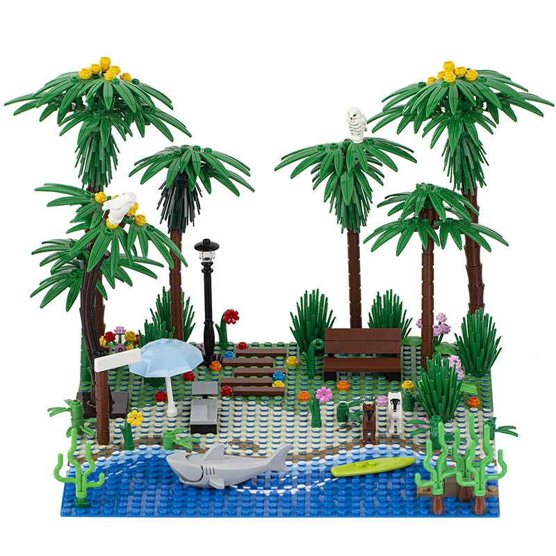 MOC3008 City Series Beach Street View Building Blocks Bricks Kids Toys for Children Gift MOC Parts