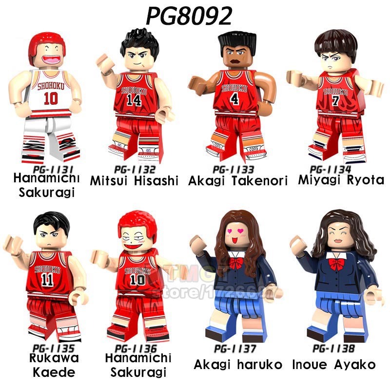 PG8092 Anime Cartoon SLAM DUNK Sakuragi Hanamichi Hisashi Mitsui Akagi Takenori Miyagi Ryota Kaede Rukawa Haruko Akagi Action Figure Building Blocks K