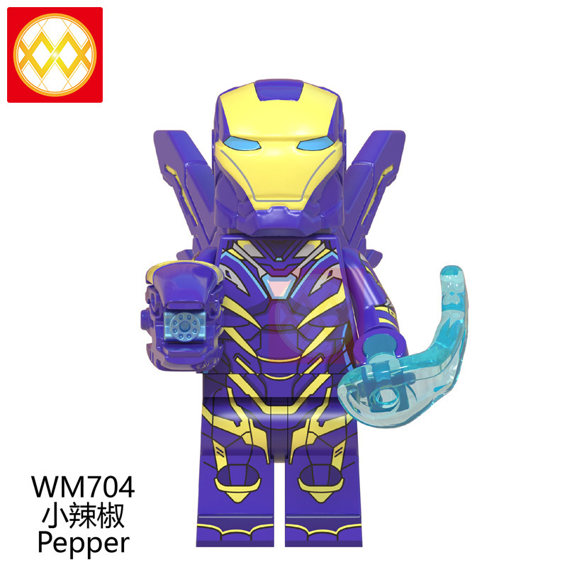 WM6061 Thanos Steven Rogers Bro Thor Pepper Captain Marvel Rocket Raccoon Stan Figures Super Heroes Building Blocks Kids Toys