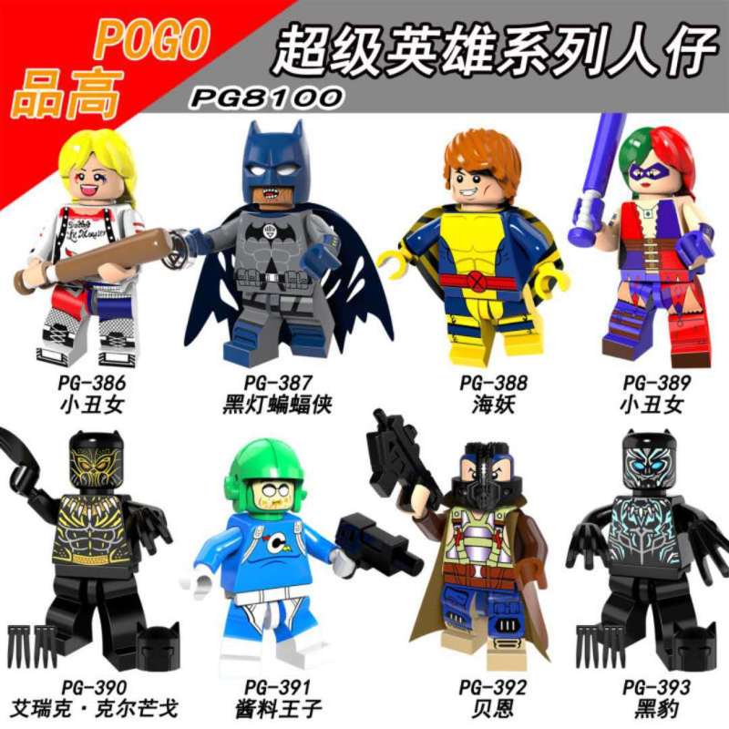 PG8100 Movie Super Hero Harley Quinn Batman Banshee Erik Killmonger Bane Black Panther Action Figure Building Blocks Kids Toys