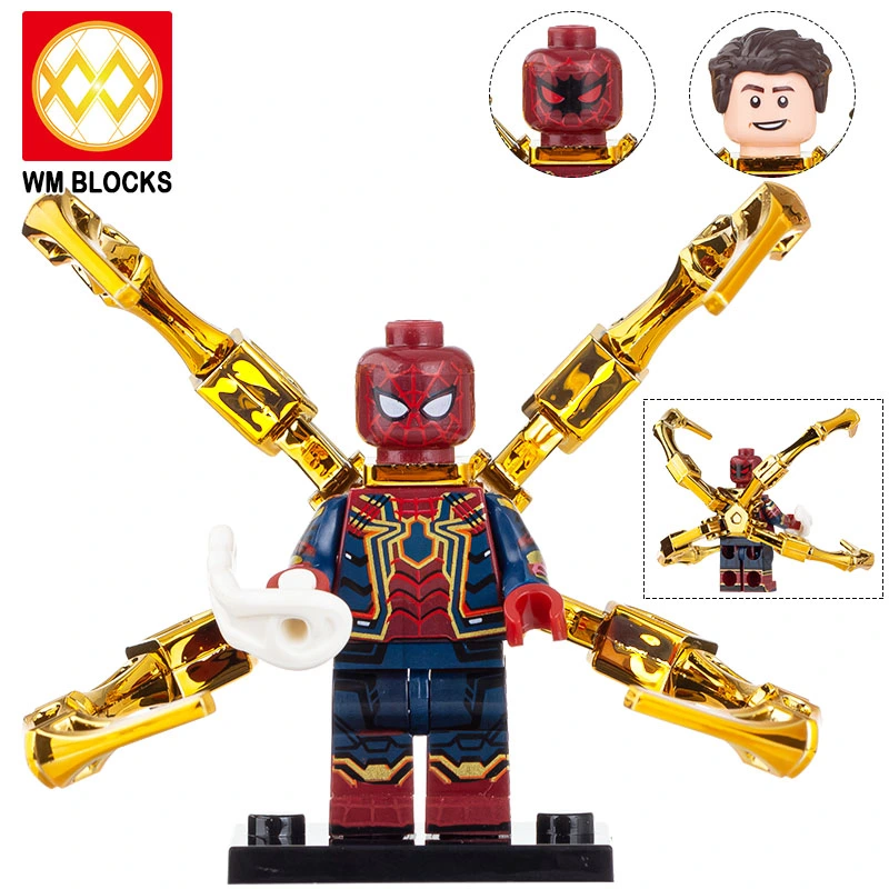 WM705-A Hot Spiderman With Chromed Claw Darth Vader C-3PO Mini Action Figure Compatible DIY Building Blocks Toys for Kids