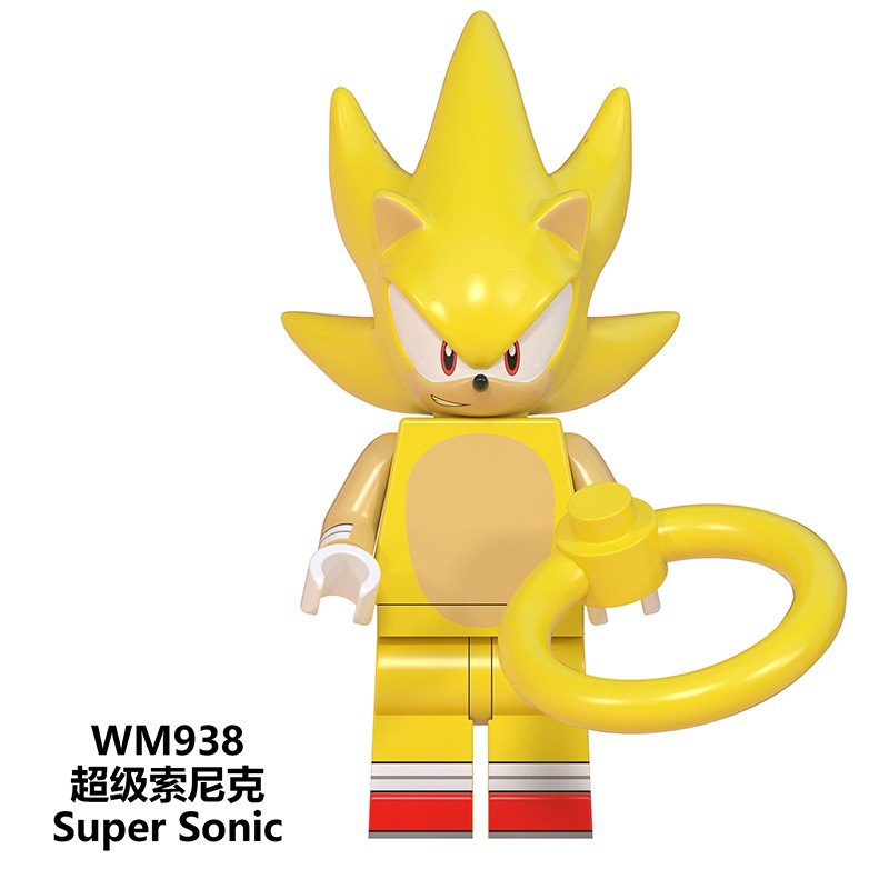 WM6086 Anime Cartoon Super Sonic Amy Rose Shadow Metal Sonic Nakkurusu Teirusu Silver Action Figures Building Blocks Kids Toys