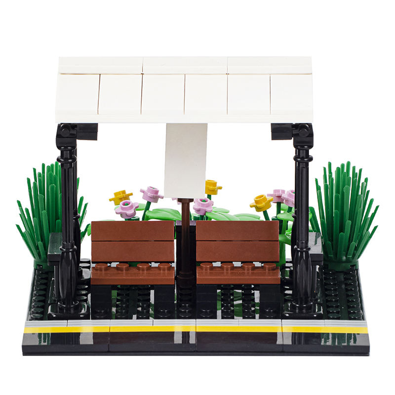 MOC4043 City Series Bus Stop Station DIY Model Building Blocks Bricks Kids Toys for Children Gift MOC Parts