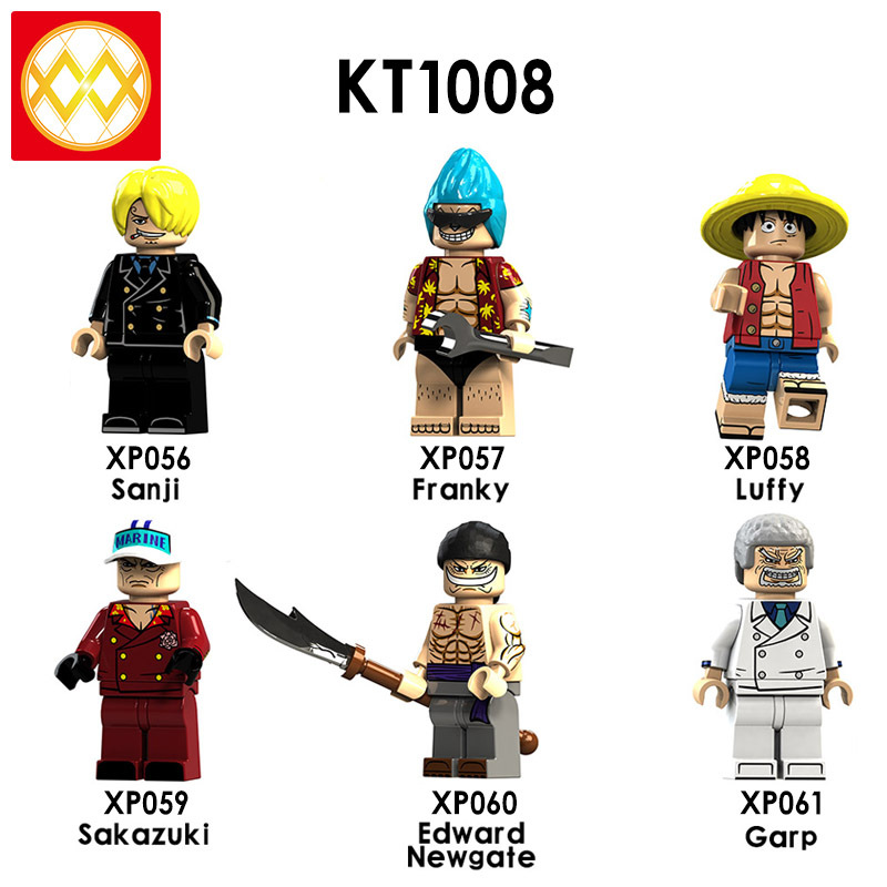 KT1008 Luffy Sanji Franky Sakazuki Edward Newgate Garp Hot Sale Anime Figures Series One Piece Building Blocks Kids Toys