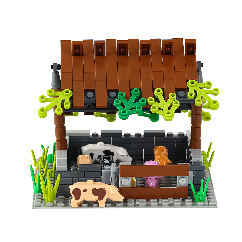 MOC0024 Farm Series Pig Shed Building Blocks Bricks Kids Toys for Children Gift MOC Parts