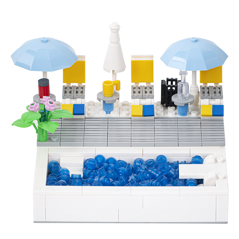 MOC4037 City Series Street View Swimming Pool Building Blocks Bricks Kids Toys for Children Gift MOC Parts