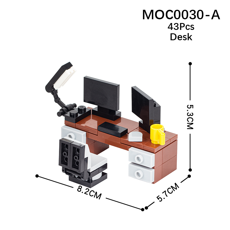 MOC0030 MOC0030-A City Series Furniture Computer Desk Building Blocks Bricks Kids Toys for Children Gift MOC Parts
