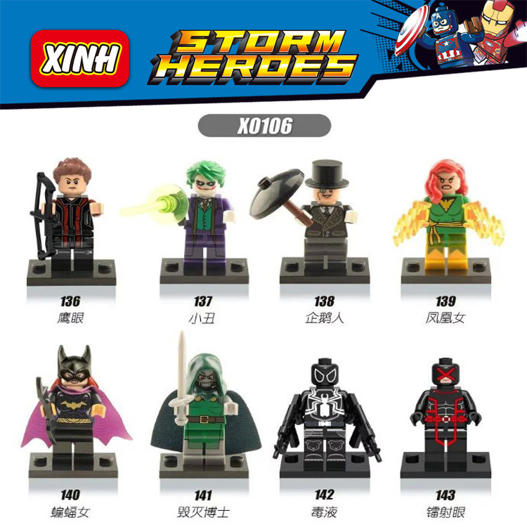 X0106 Superhero DC Movie Action figure Hawkeye Joker Phoenix Girl Doctor Doom Venom Laser Eye Building Blocks Kids Toys