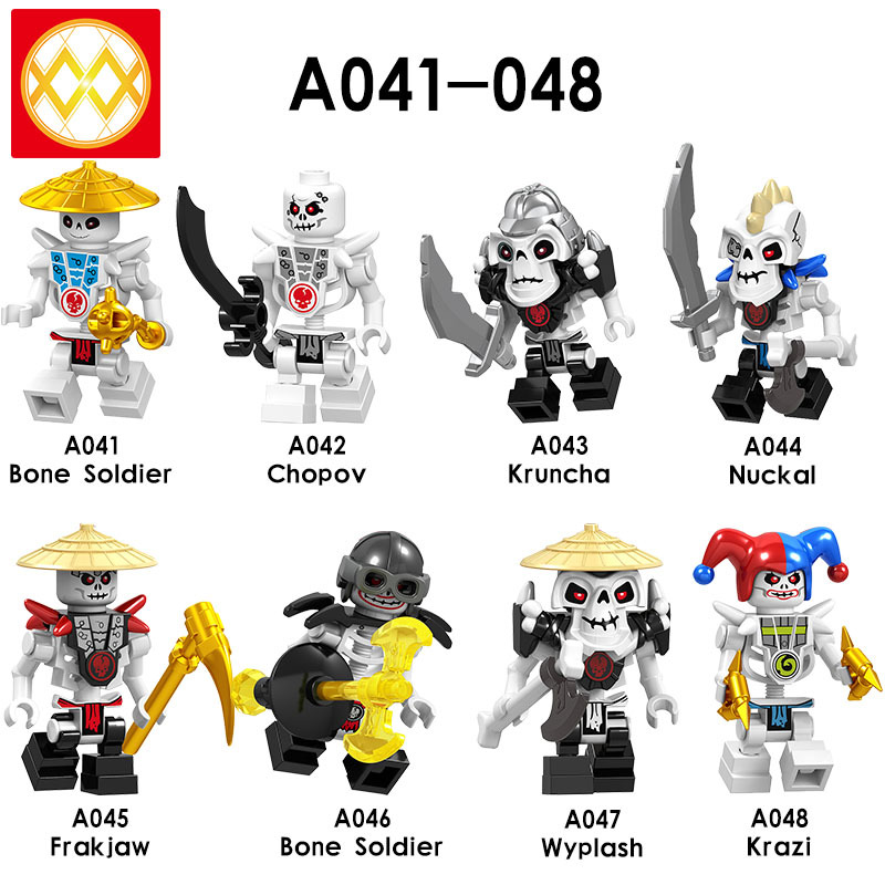 A041-A048 Bone Soldier Chopov Kruncha Nuckal Frak Wyplash Krazi Building Blocks Kids Toys