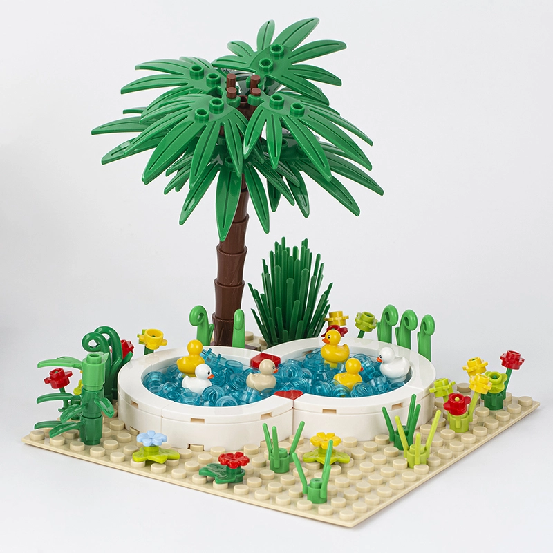 MOC0071 Farm Series Pond and Ducks Accessories Ornament Building Blocks Bricks Kids Toys for Children Gift MOC Parts