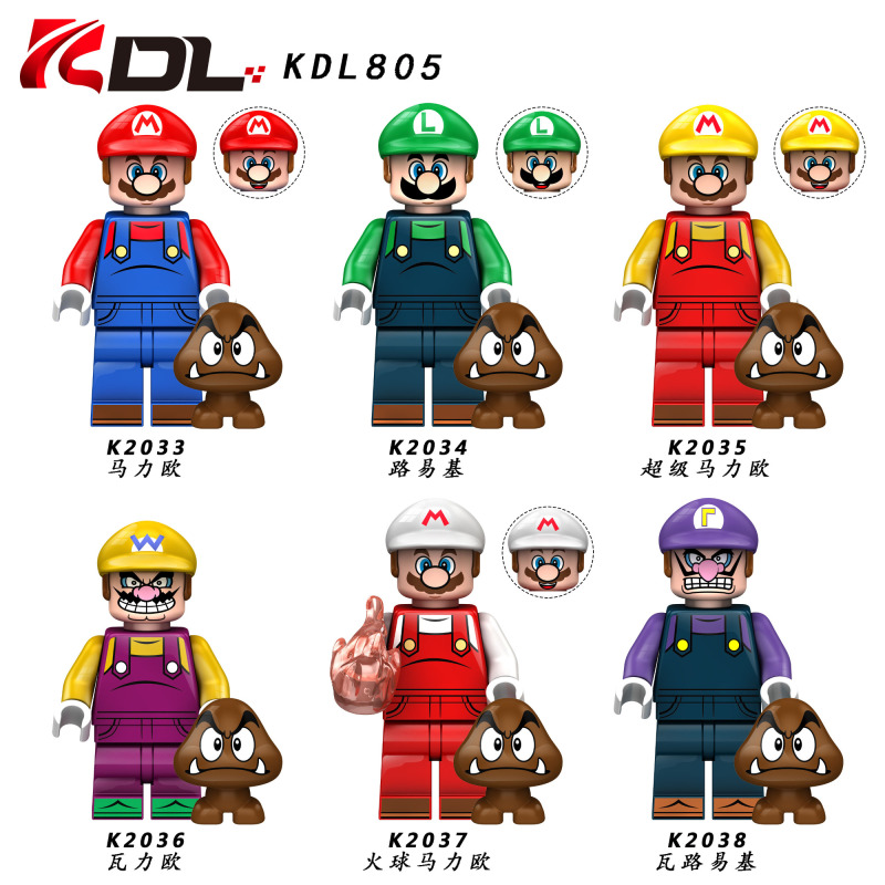 KDL805 Super Mario Luigi Wario Waluigi Mario Bros Hot Sale Game Figures Birthday Gifts Building Blocks Kids Toys