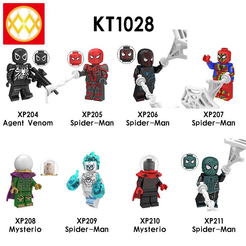 KT1028 Agent Venom Spider-Man Mysterio Super Hero Series Far From Home Movie Character Building Blocks Kids Toys