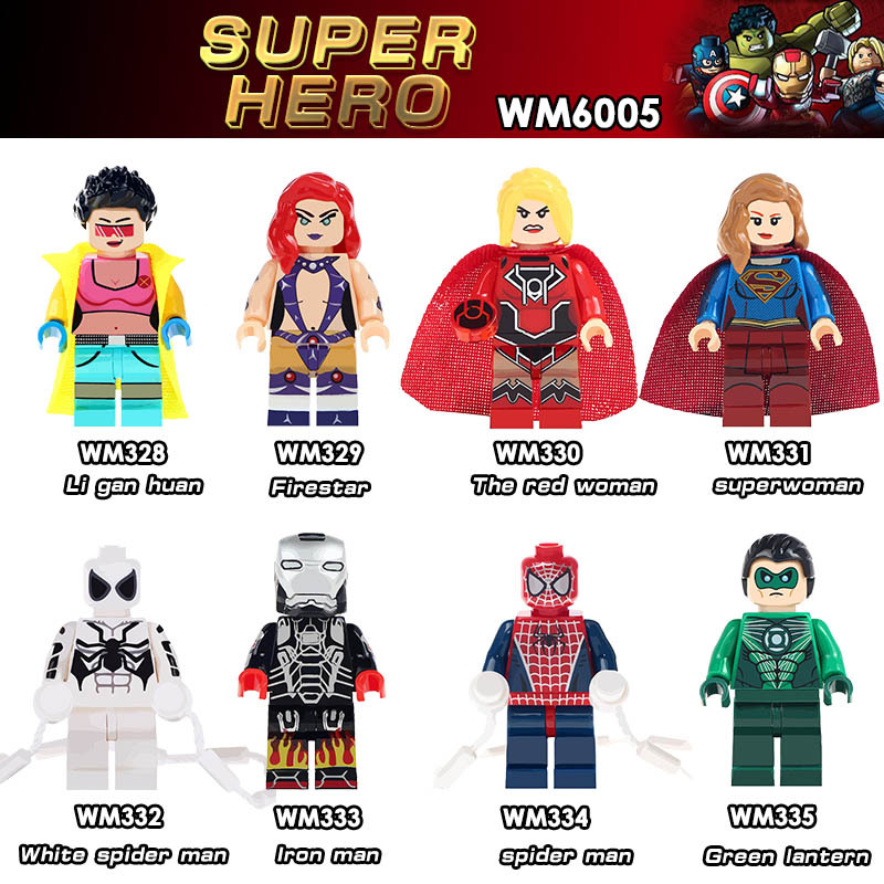 WM6005 Super Hero Supergirl White Spiderman Jubilee Starfire Building Blocks Bricks Mini action Figures Children Gifts Toys