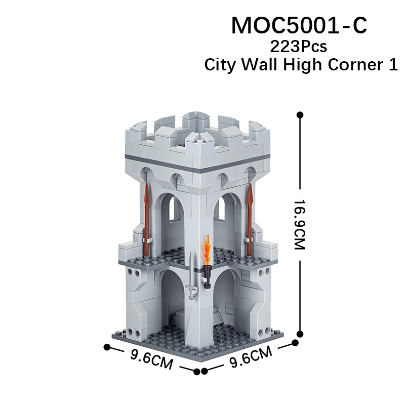 MOC5001 Military Series City Wall Castle Military Base Building Blocks Bricks Kids Toys for Children Gift MOC Parts