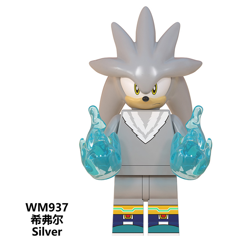 WM6086 Anime Cartoon Super Sonic Amy Rose Shadow Metal Sonic Nakkurusu Teirusu Silver Action Figures Building Blocks Kids Toys