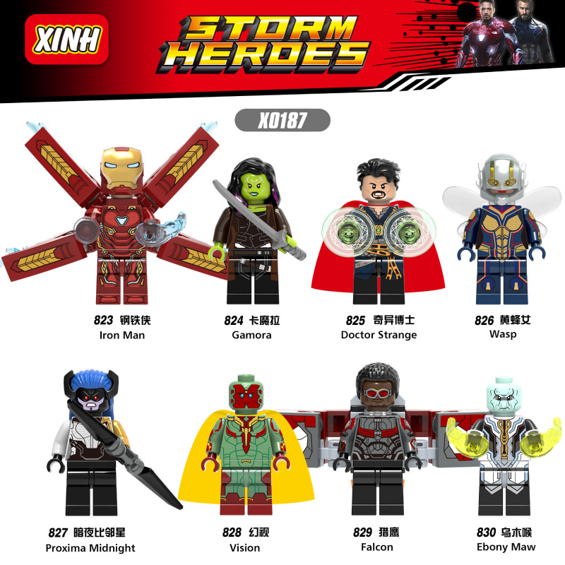 X0187 Iron Man Gamora Doctor Strange Wasp Proxima Midnight Vision Falcon Ebny Maw Super Hero Series Building Blocks Kids Toys