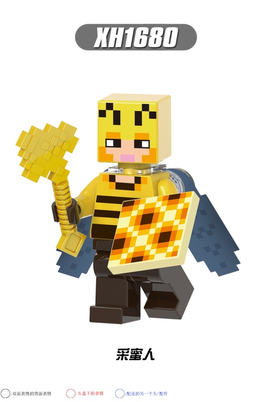 X0310 Minecraft Villager Drowned knight One-eyed pirate Blacksmith Husk Building Blocks Kids Toys