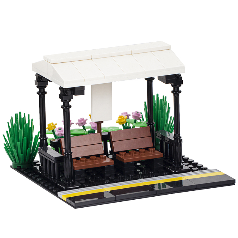 MOC4043 City Series Bus Stop Station DIY Model Building Blocks Bricks Kids Toys for Children Gift MOC Parts