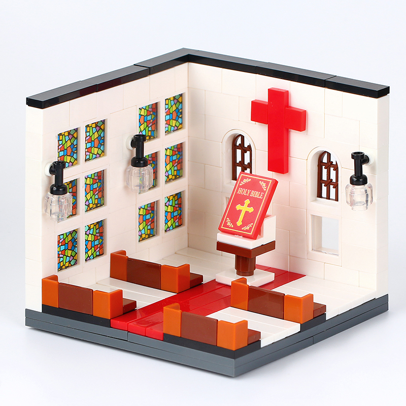 MOC0081 City Series Furniture Decoration Scene Office Auditorium Rescue Room Bedroom Studio Bathroom Building Blocks Bricks Kids Toys for Children Gif