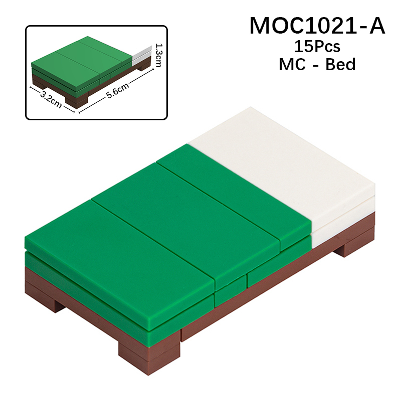MOC1021 My World Minecraft Bed Building Blocks Bricks Kids Toys for Children Gift MOC Parts