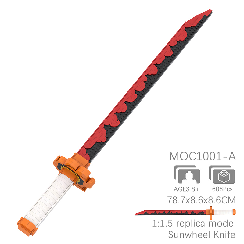 MOC1000 MOC1002 MOC1003 Demon Slayer Series Sun Wheel Knife Buildig Blocks Bricks Kids Toys for Children Gift MOC Parts