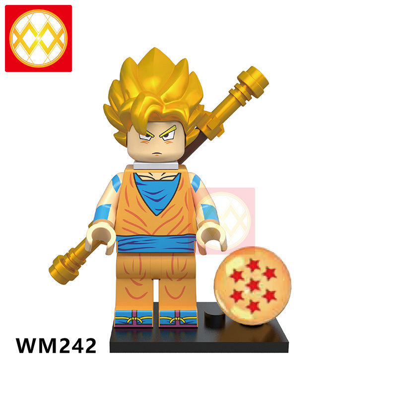 WM6029 Dragon Ball Orange Dress Yellow Hair Son Goku Building Blocks Figures Toys for Children