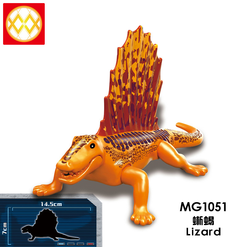 MG1051 Single Cartoon Animal Lizard Crawl Orange Dinosaur Building block toys Children