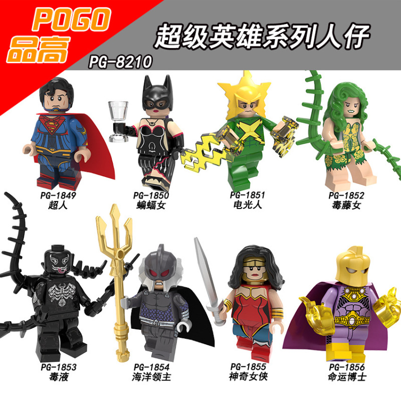 PG8210 Superman Batgirl Electro-Man Poison Ivy Venom Sea Lord Wonder Woman Doctor Fate Action Figures Building Blocks Kids Toys