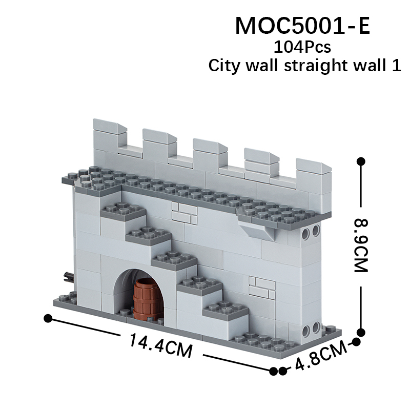 MOC5001 Military Series City Wall Castle Military Base Building Blocks Bricks Kids Toys for Children Gift MOC Parts
