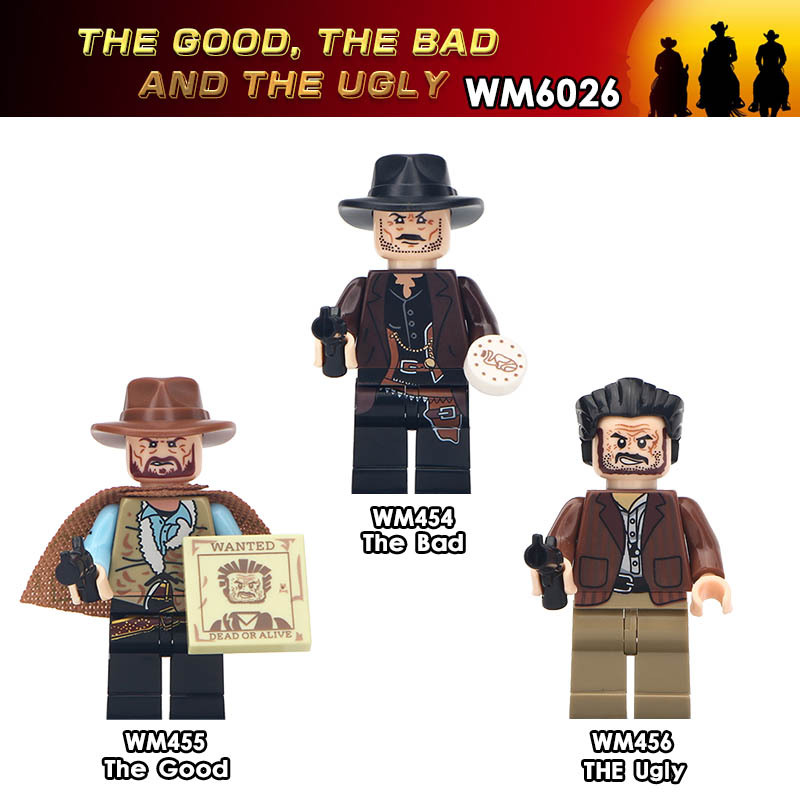 WM6026 Cowboy The Good The Ugly The Sad Old Fashion Movie Characters Action Figures Building Blocks Toys For Children DIY Gifts