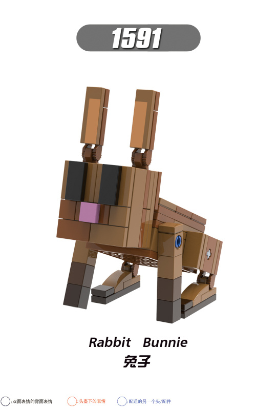 X0298 Minecraft Mooshroom Slime Bat Pillager Snow Golem Ravager Guardian Rabbit Bunnie Building Blocks Kids Toys