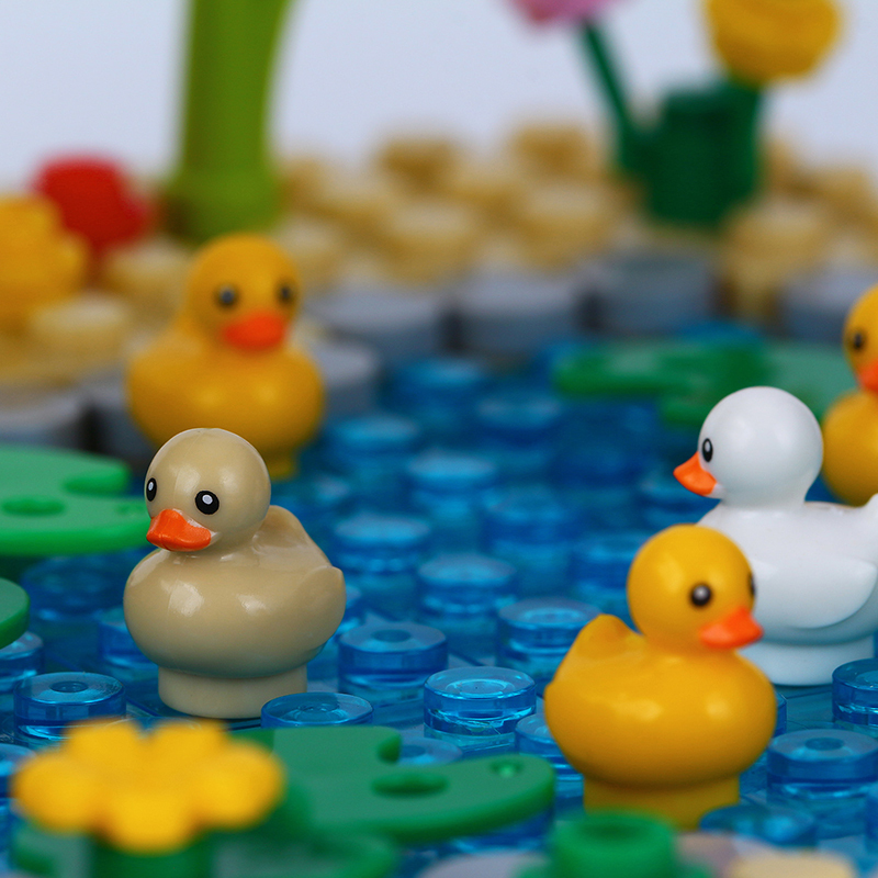 MOC0072 Farm Series Duck Lotus Pond Building Blocks Bricks Kids Toys for Children Gift MOC Parts