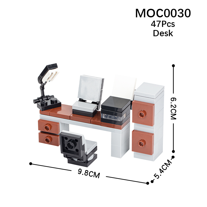 MOC0030 MOC0030-A City Series Furniture Computer Desk Building Blocks Bricks Kids Toys for Children Gift MOC Parts