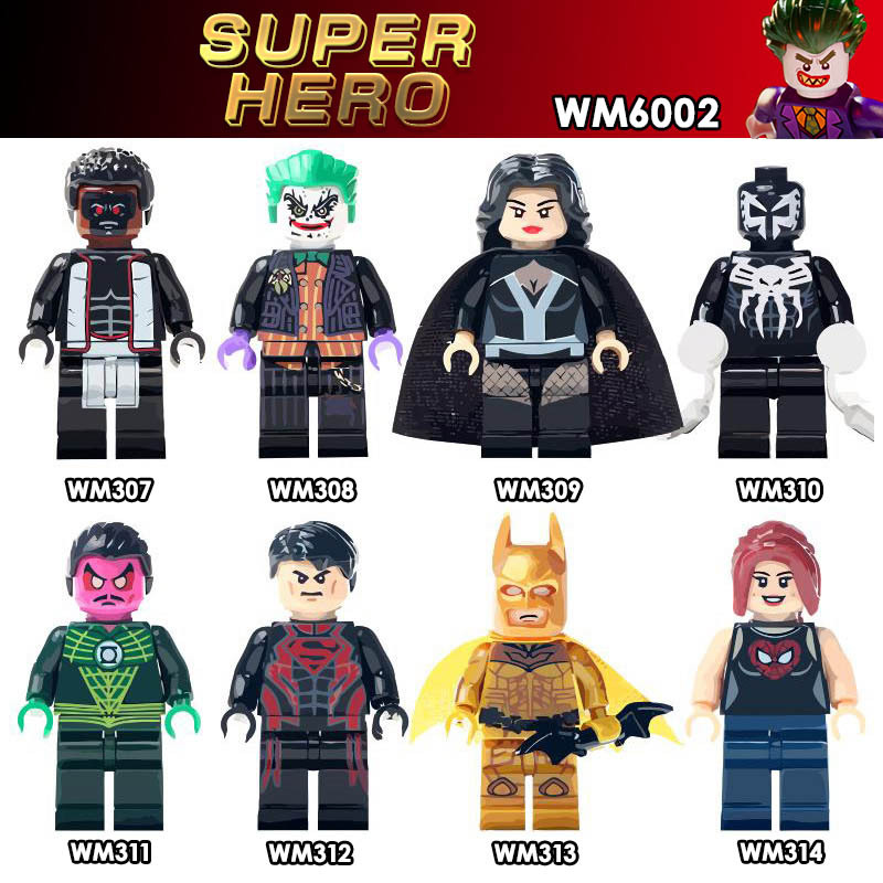 WM6002 Building Blocks Spiderman Joker Zatanna Superboy Sinestro DC Super Hero Justice League Comics Figures Children Gifts Toys