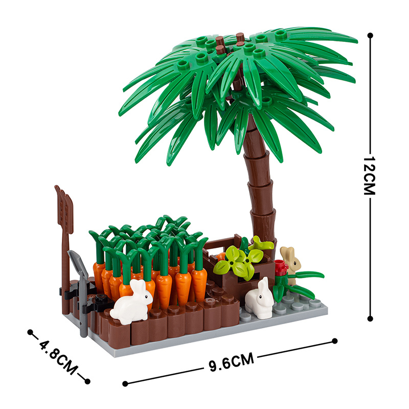 MOC0059 Farm Series Rabbit Radish Field Accessories Building Blocks Bricks Kids Toys for Children Gift MOC Parts