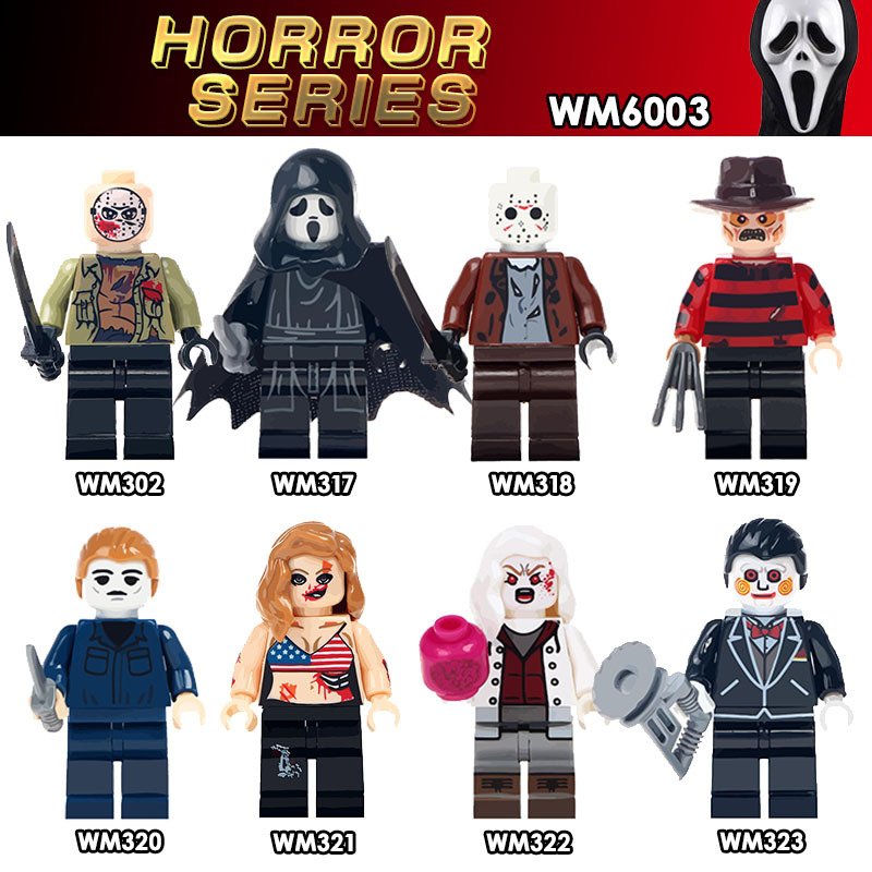 WM6003 The Horror Movie Terror Personnage Jason Scream Killer Freddy Krueger Billy Action Building Blocks Toys For Children