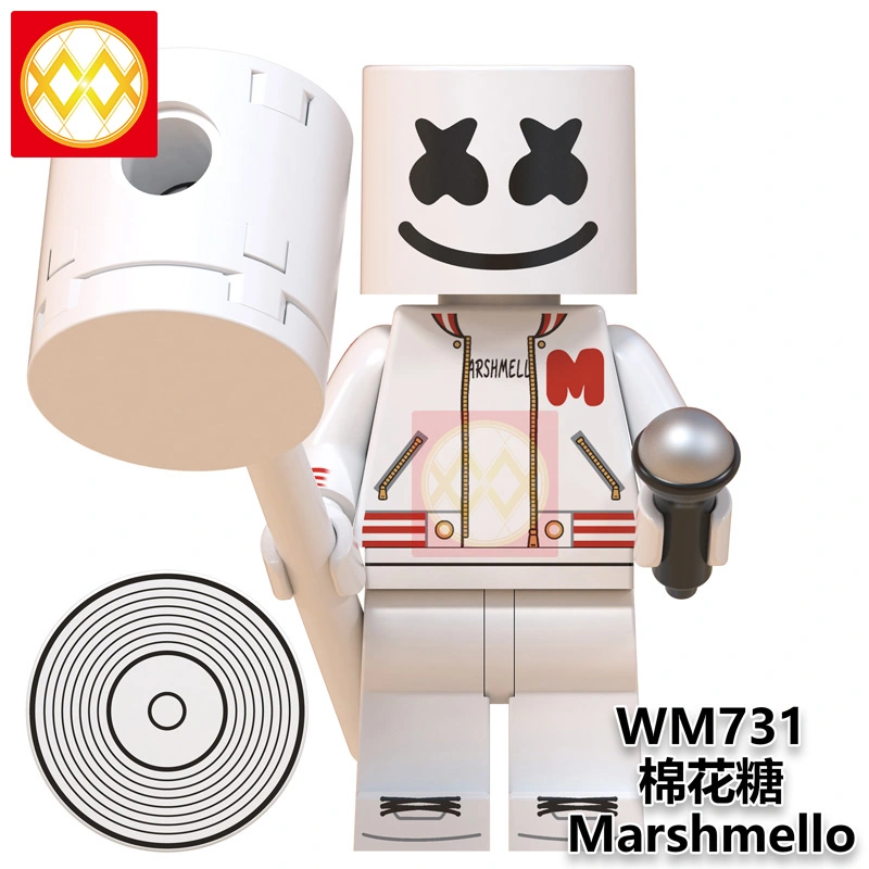 WM6064 Famous DJ Marshmellow AIM Agent Building Blocks Bricks DIY Model Action Figures Toys Collection For Children Gifts