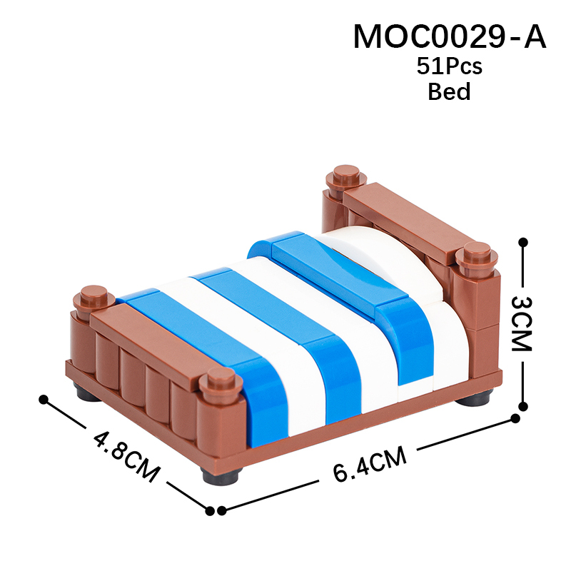 MOC0029-A City Series Furniture Single Bed Building Blocks Bricks Kids Toys for Children Gift MOC Parts