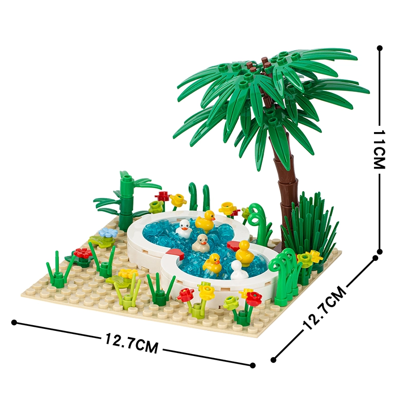 MOC0071 Farm Series Pond and Ducks Accessories Ornament Building Blocks Bricks Kids Toys for Children Gift MOC Parts