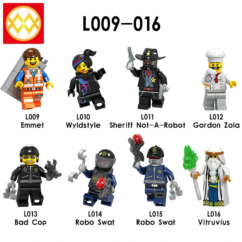 L009-016 Emmet Wyldstyle Sheriff Not-a-robot Gordon Zola Bad Cop Robo Swat Vitruvius Building Blocks Kids Toys