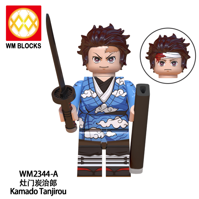 WM2344-A Cartoon Demon Slayer Kamado Tanjirou Anime Figure Building Blocks Kids Toys