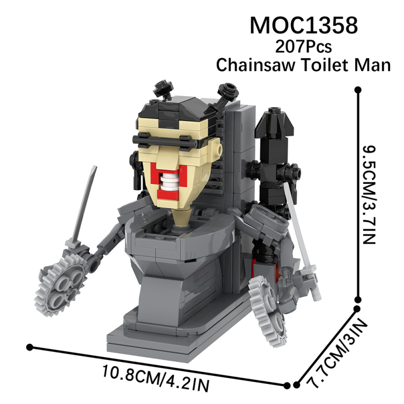MOC1358 Creativity series Skibidi Toilet Game Electric Saw Toilet Man Character Model Building Blocks Bricks Kids Toys for Children Gift MOC Parts