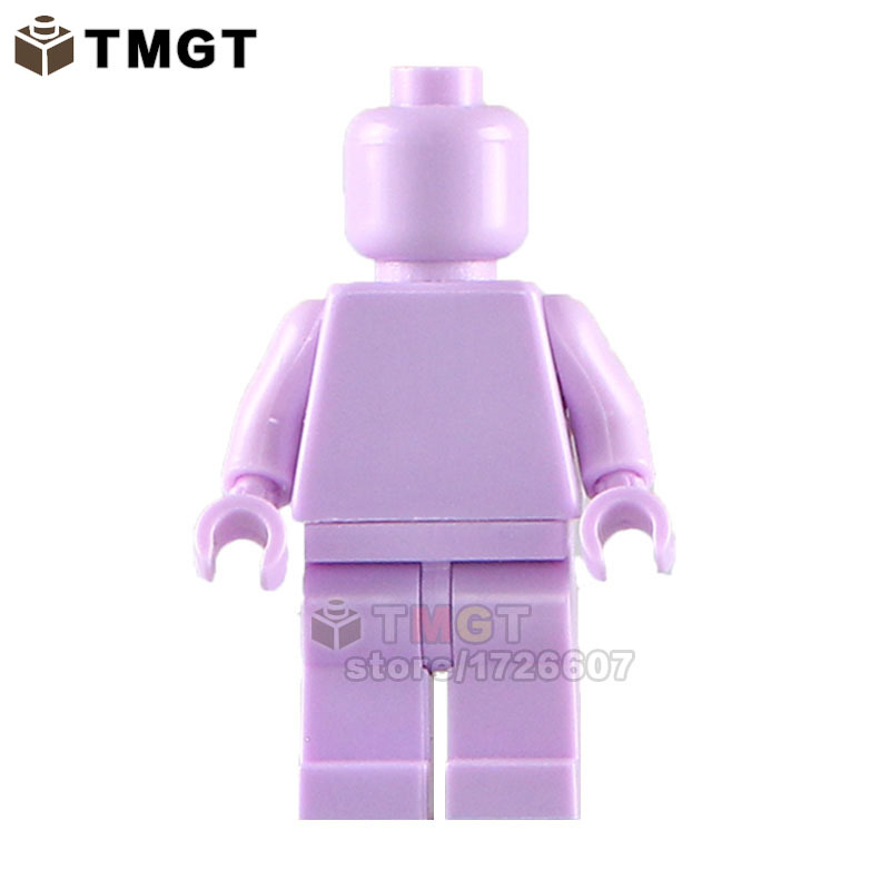 Clear Blank Unprinted Pure Color Plain White Blue Yellow Skin Color DIY MOC Building Blocks Children Toys