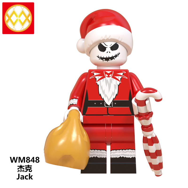 WM6076 Christmas Snowman Plastic Grinch Jack Angel Stitch Minnie Mickey Woody Ducky Alien Building Blocks Children Gift Toys